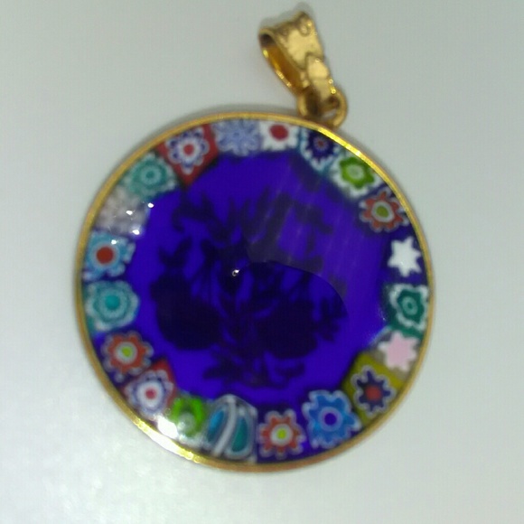 GOLD PLATE 925 SS LIBRA  ITALIAN GLASS PENDANT - Picture 3 of 4